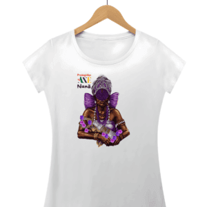 Orixá Nanã Buruque camiseta feminina branca - 100% algodão Protegidos pelo Axé, entidade, umbanda, candomblé, terreiro