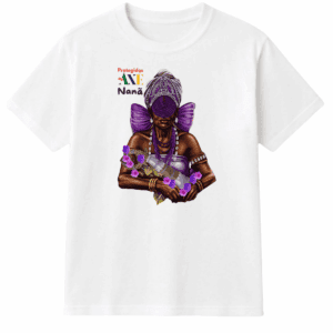 Orixá Nanã Buruque camiseta infantil branca - 100% algodão Protegidos pelo Axé, entidade, umbanda, candomblé, terreiro