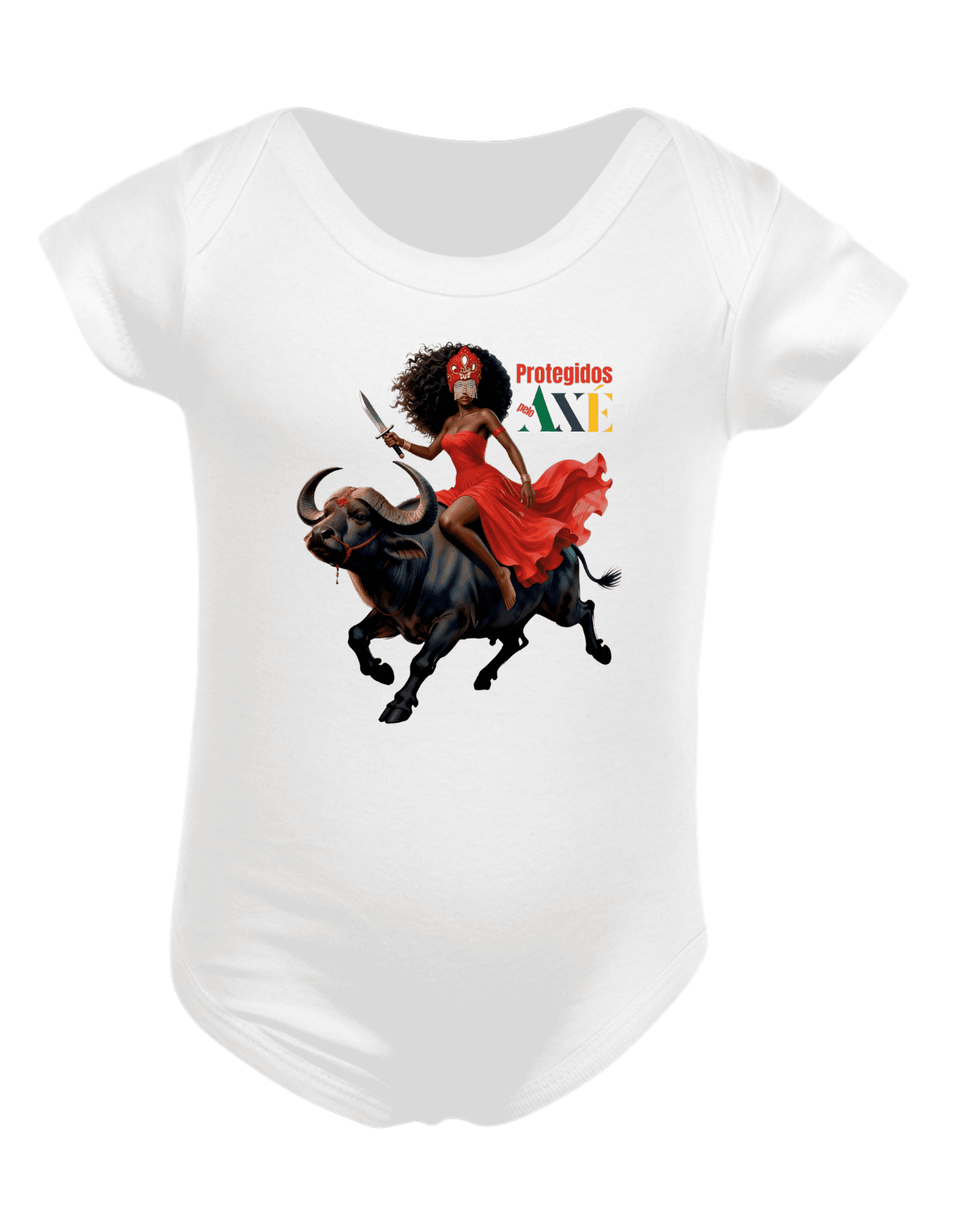 Orixá Iansã búfalo roupa bebê - 100% algodão Protegidos pelo Axé, entidade, umbanda, candomblé, terreiro