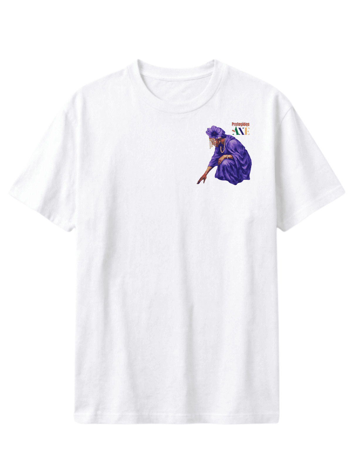 Orixá Nanã Buruque coração camiseta pluz size branca - 100% algodão Protegidos pelo Axé, entidade, umbanda, candomblé, terreiro