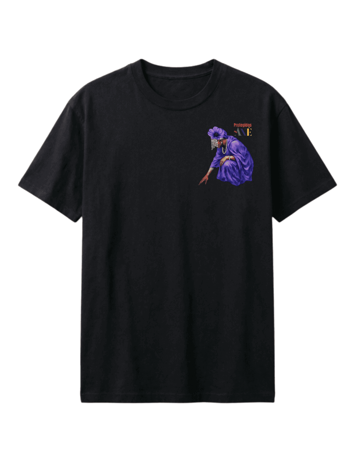Orixá Nanã Buruque coração camiseta pluz size preta - 100% algodão Protegidos pelo Axé, entidade, umbanda, candomblé, terreiro