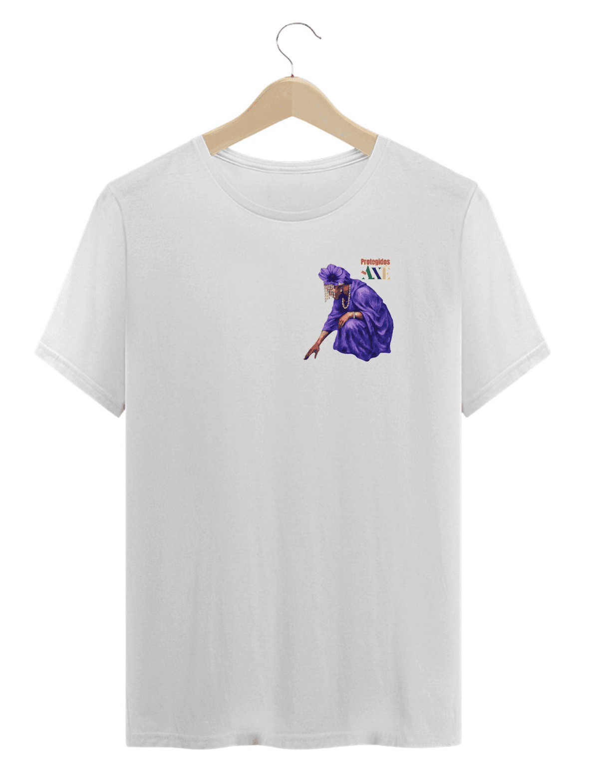 Orixá Nanã Buruque coração camiseta unissex branca - 100% algodão Protegidos pelo Axé, entidade, umbanda, candomblé, terreiro