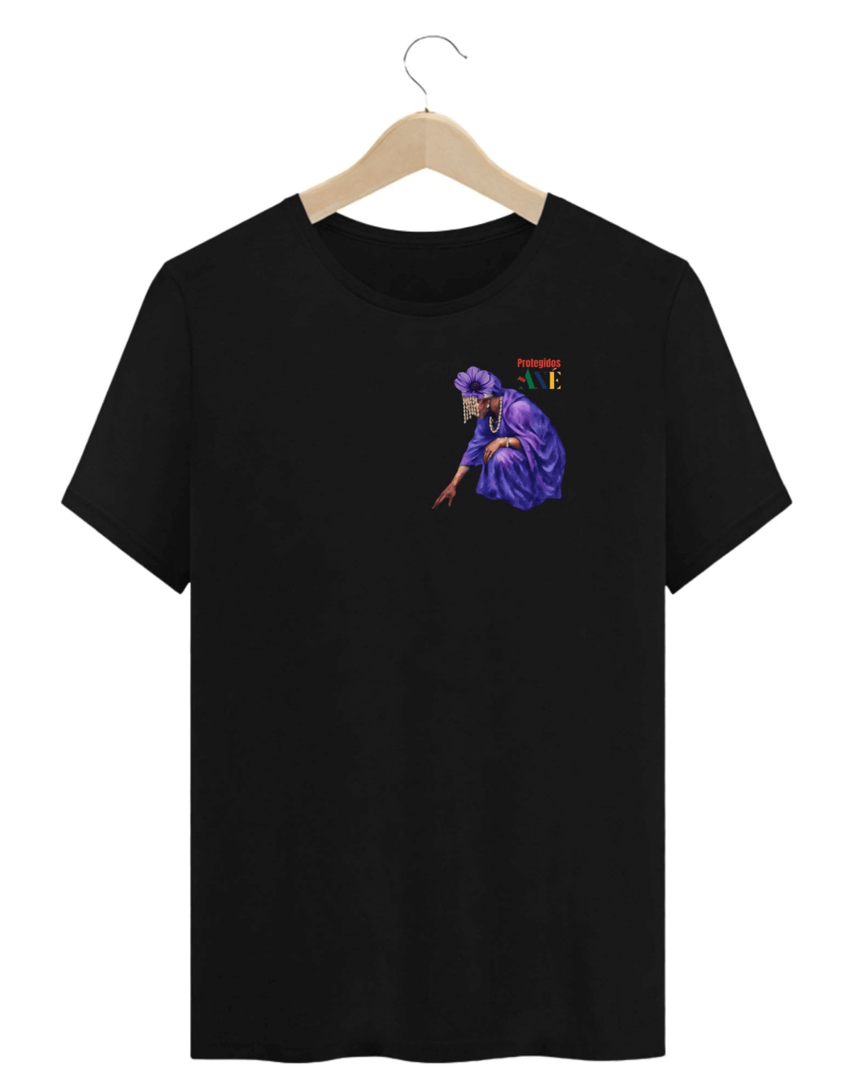 Orixá Nanã Buruque coração camiseta unissex preta - 100% algodão Protegidos pelo Axé, entidade, umbanda, candomblé, terreiro