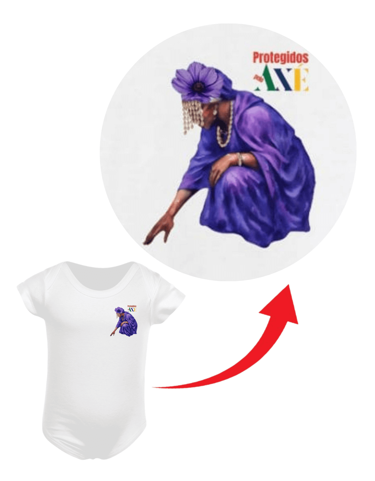 Orixá Nanã Buruque roupa bebê - 100% algodão Protegidos pelo Axé, entidade, umbanda, candomblé, terreiro-detalhe