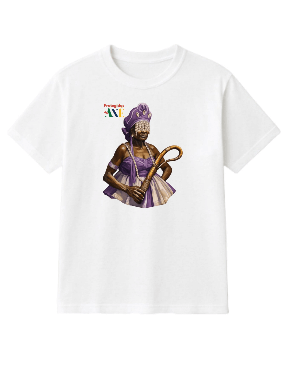 Orixá Nanã Buruque ibiri camiseta infantil branca - 100% algodão Protegidos pelo Axé, entidade, umbanda, candomblé, terreiro