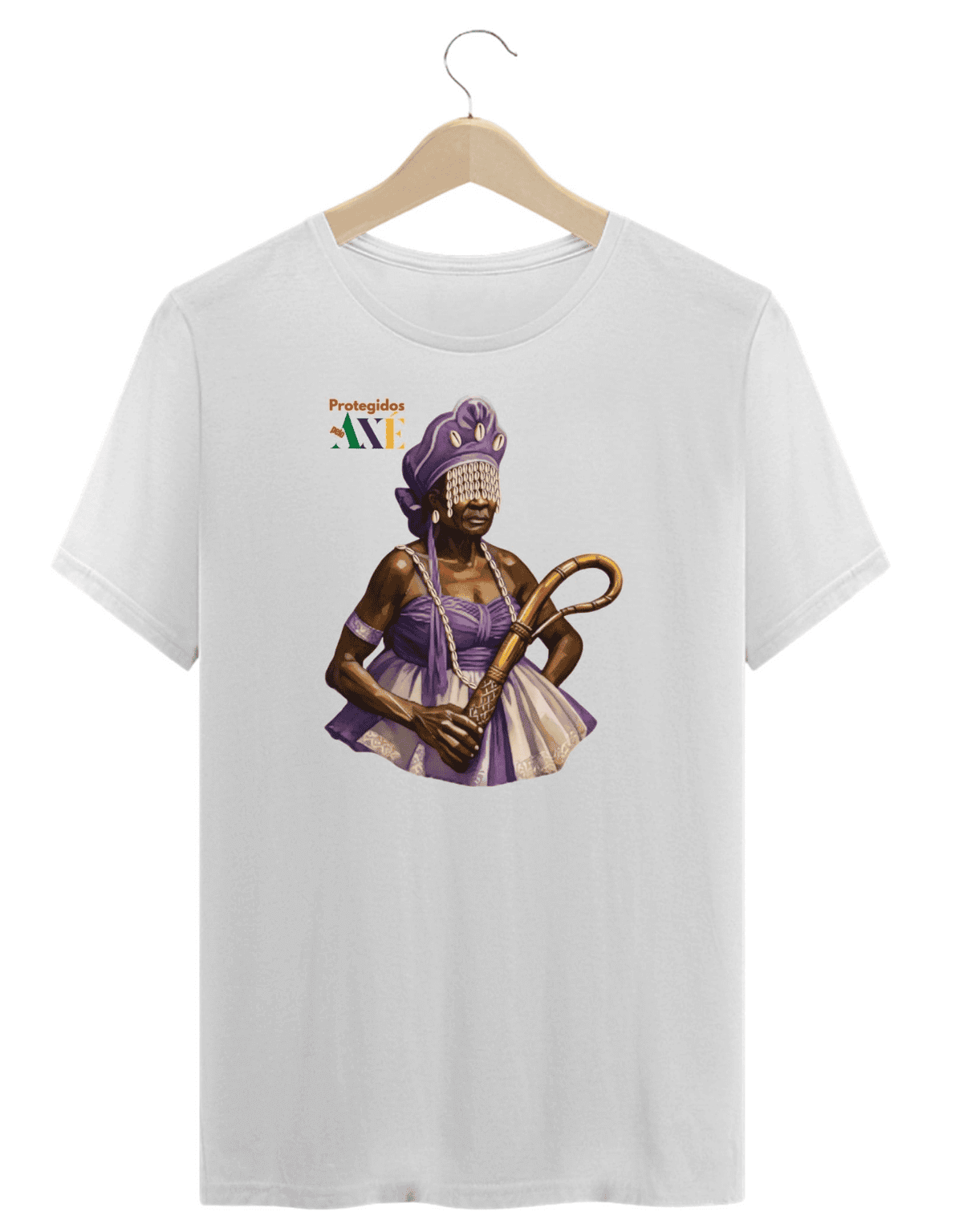 Orixá Nanã Buruque ibiri camiseta unissex branca - 100% algodão Protegidos pelo Axé, entidade, umbanda, candomblé, terreiro