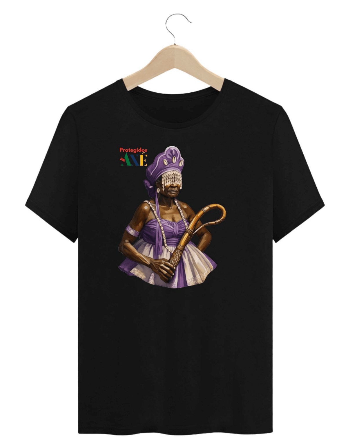 Orixá Nanã Buruque ibiri camiseta unissex preta - 100% algodão Protegidos pelo Axé, entidade, umbanda, candomblé, terreiro